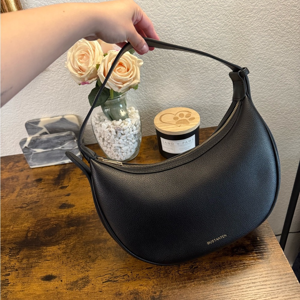 Black Crescent Shoulder Bag Faux Leather